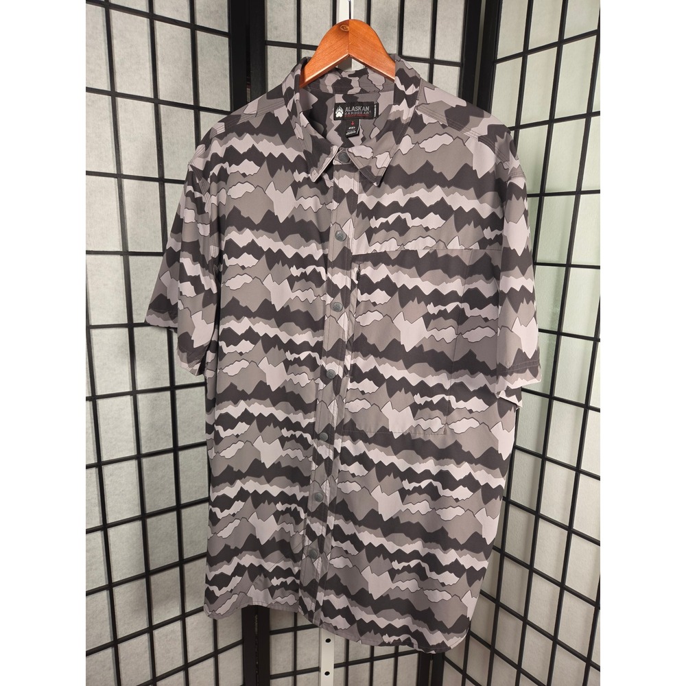 Alaskan Hardgear Duluth Mens 2XL Grey Mountain Camo Snap Front Performance Shirt